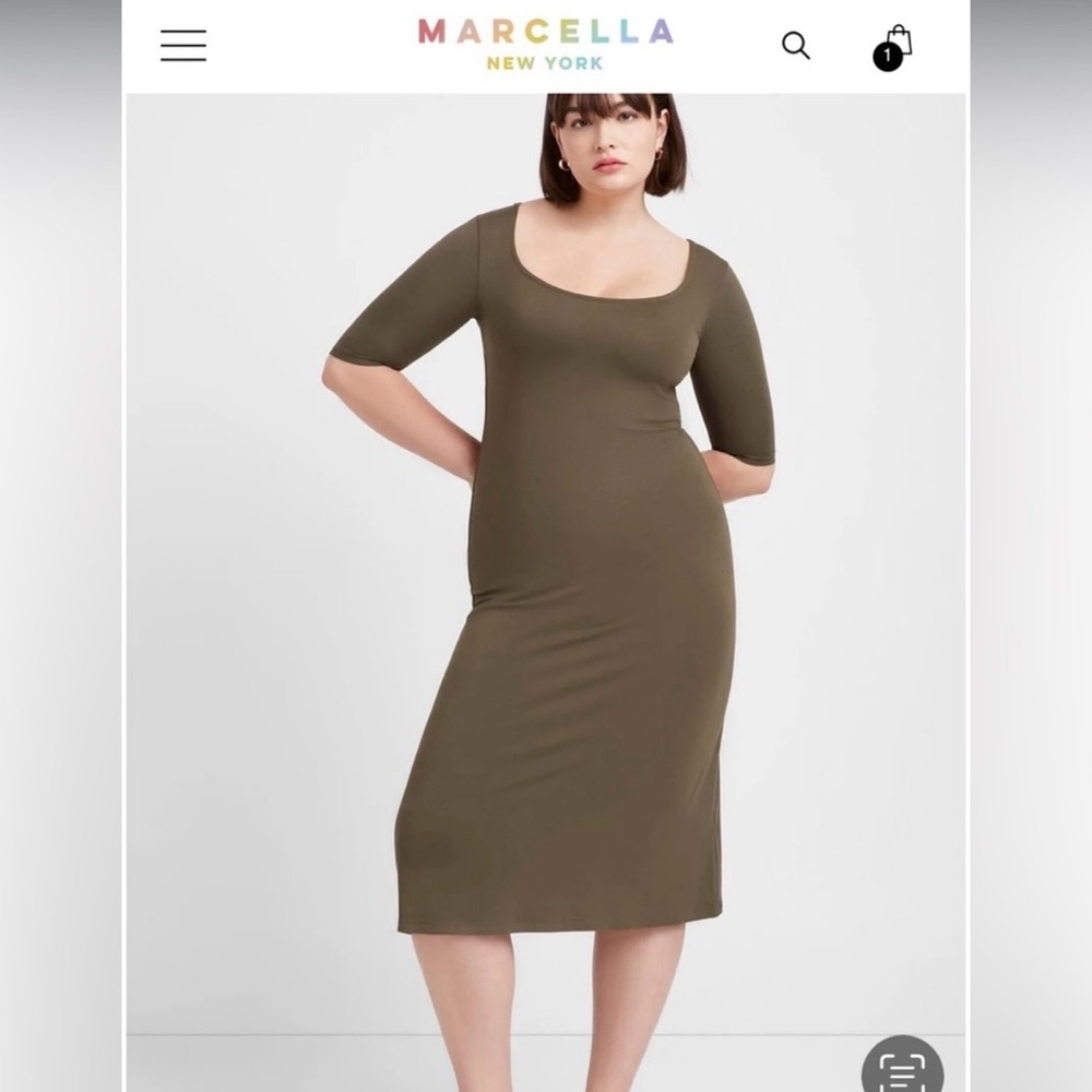 Marcella New York Matilda midi dress size XS olive green